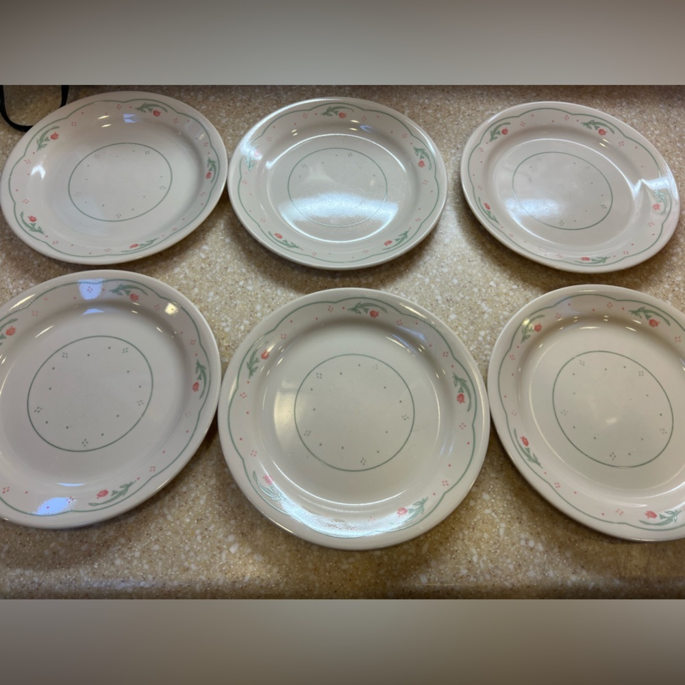Set of 6 CORELLE CALICO ROSE 7.25 Salad or Bread small plates - Picture 1 of 16